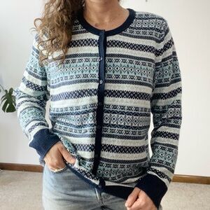 CROFT & BARROW Fair Isle Stripe Cardigan
